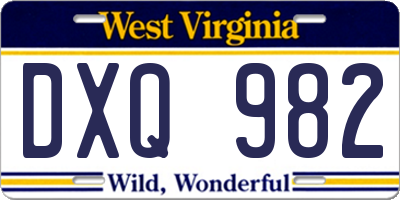 WV license plate DXQ982