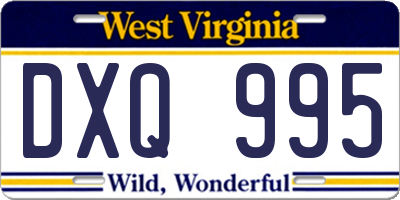 WV license plate DXQ995