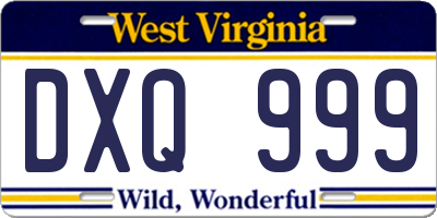 WV license plate DXQ999