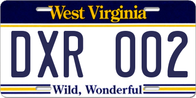 WV license plate DXR002