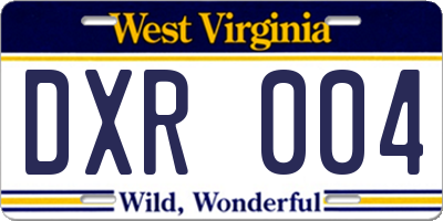 WV license plate DXR004