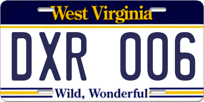 WV license plate DXR006