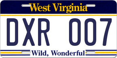 WV license plate DXR007