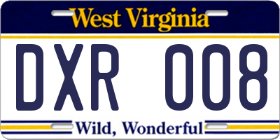 WV license plate DXR008