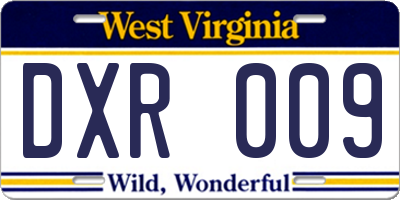 WV license plate DXR009