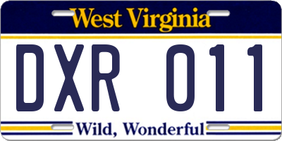 WV license plate DXR011