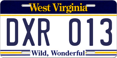 WV license plate DXR013