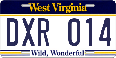 WV license plate DXR014
