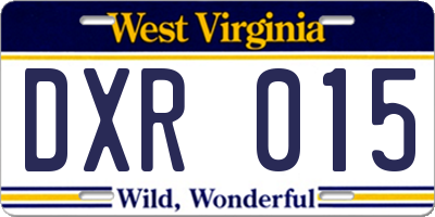 WV license plate DXR015