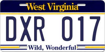 WV license plate DXR017