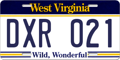 WV license plate DXR021