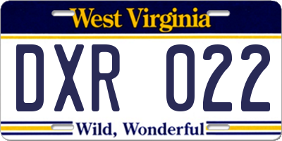WV license plate DXR022