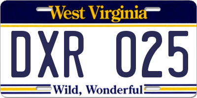 WV license plate DXR025