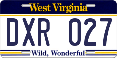 WV license plate DXR027