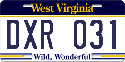 WV license plate DXR031