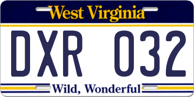 WV license plate DXR032