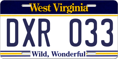 WV license plate DXR033