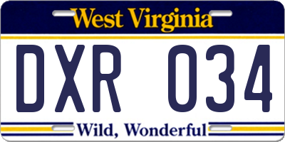 WV license plate DXR034