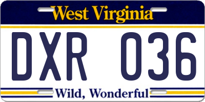 WV license plate DXR036