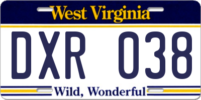 WV license plate DXR038