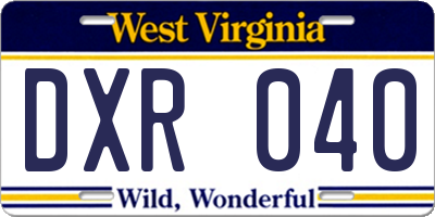WV license plate DXR040