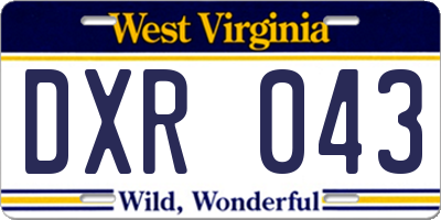 WV license plate DXR043