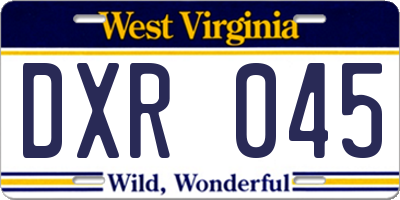 WV license plate DXR045