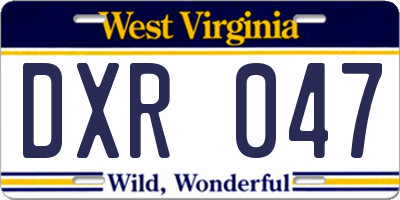 WV license plate DXR047