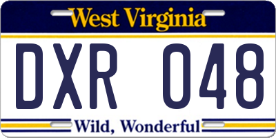 WV license plate DXR048