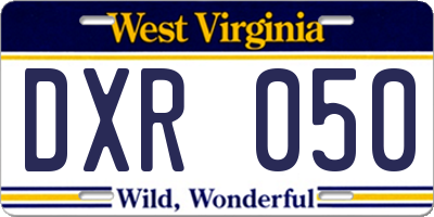 WV license plate DXR050