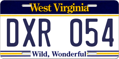 WV license plate DXR054