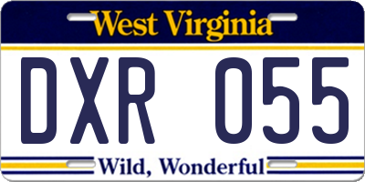 WV license plate DXR055