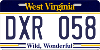WV license plate DXR058