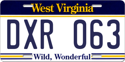 WV license plate DXR063