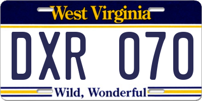 WV license plate DXR070