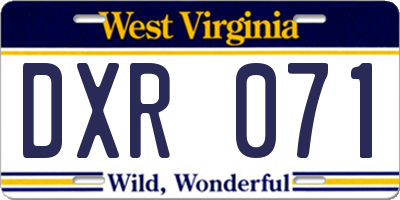 WV license plate DXR071