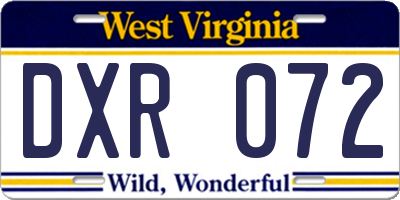 WV license plate DXR072