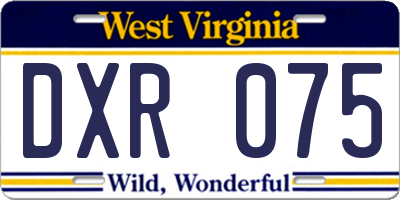 WV license plate DXR075