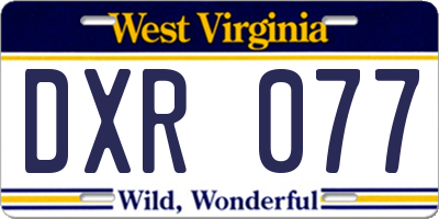 WV license plate DXR077