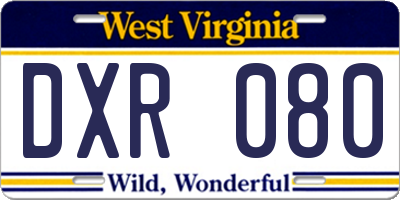 WV license plate DXR080
