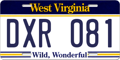WV license plate DXR081