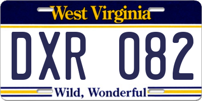 WV license plate DXR082