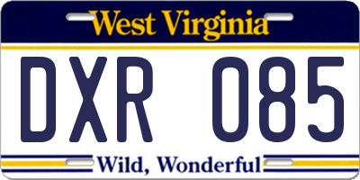 WV license plate DXR085