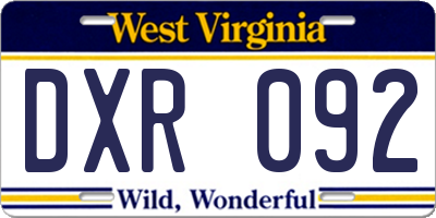 WV license plate DXR092