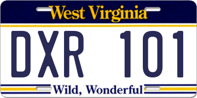 WV license plate DXR101