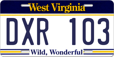 WV license plate DXR103