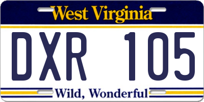 WV license plate DXR105
