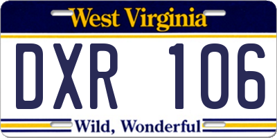 WV license plate DXR106
