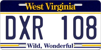 WV license plate DXR108