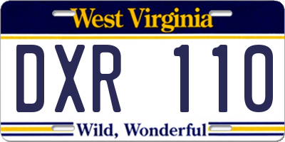 WV license plate DXR110